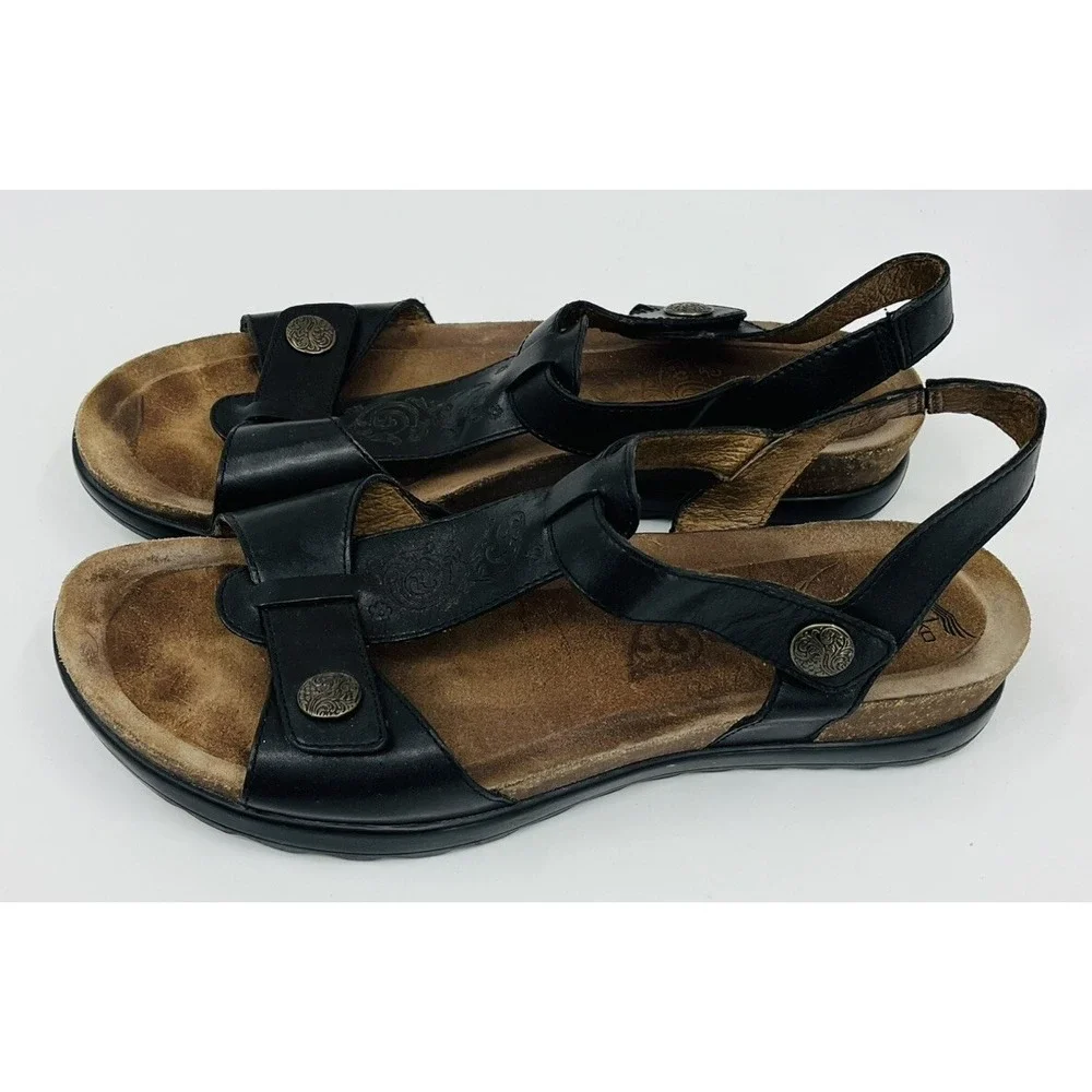 Dansko Pasha Black Tooled Leather Strappy Comfort Sandals Shoes EU 42 US 11